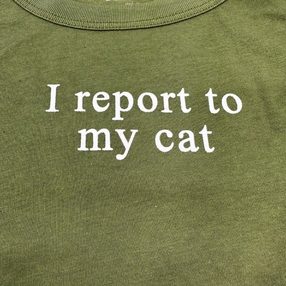Zoe And Liv Women's Size XXL I Report To My Cat Short Sleeve Tee Shirt Green New - Picture 3 of 11